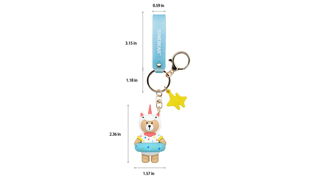 Swimming ring sinebear custom rubber keychain gift items for men