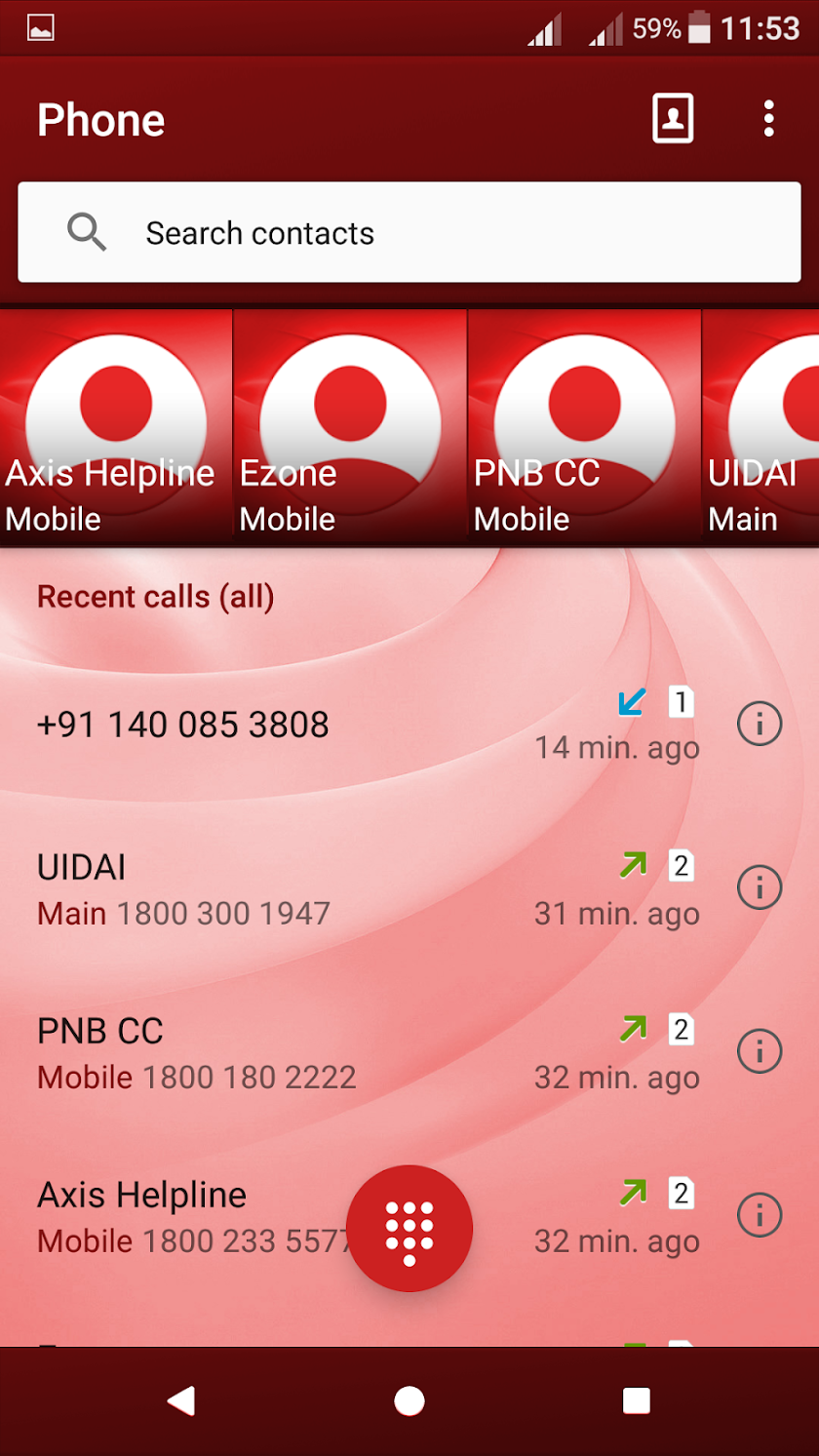 Swirls Red Xperien Theme Screen 2