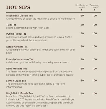 Wagh Bakri Tea Lounge menu 