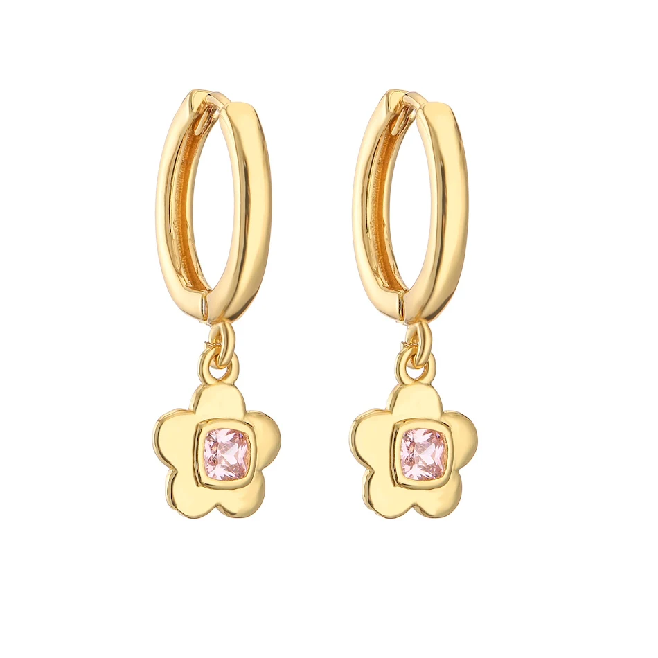 Boucle d'oreille en forme de fer à cheval floral en zircon incrusté, un accessoire élégant et raffiné pour sublimer vos oreilles avec éclat.