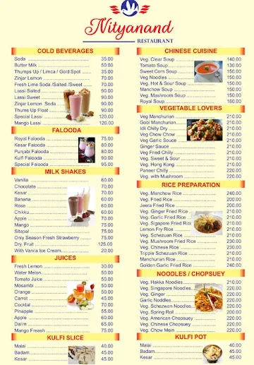 Nityanand Restaurant menu 