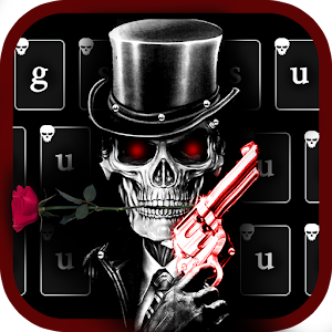 Download Red Rose Skull Gun Keyboard Theme For PC Windows and Mac