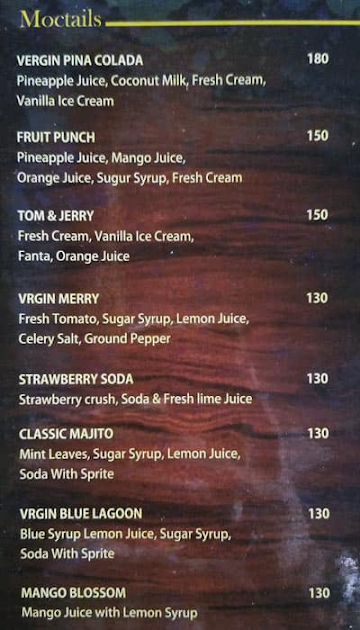 Ocean Grill Restaurant menu 