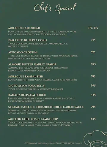 Molecule Air Bar menu 