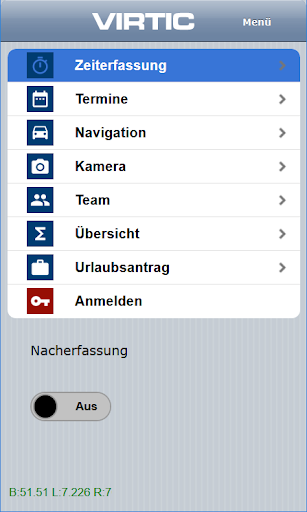 Screenshot virTime - Mobile Zeiterfassung