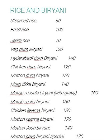 Gufraan Biryani menu 