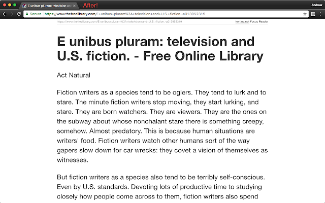 Focus Reader View screenshot