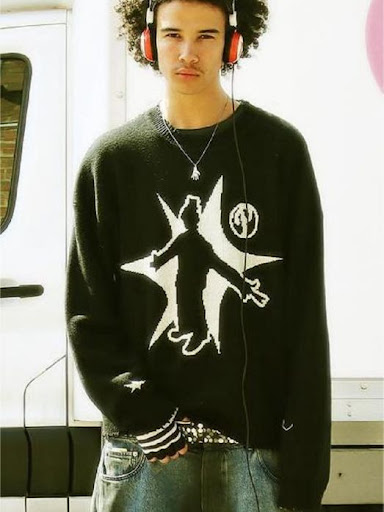 Title 8, Hip-Hop Street Gothic Print Knitted Sweater
