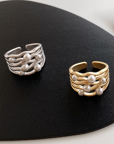 Bague perle en métal irrégulier. Un - 3
