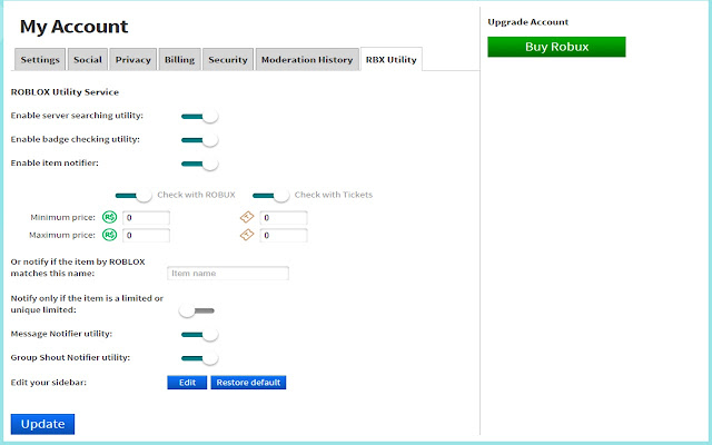 Servicio De Utilidad Roblox - robux checker