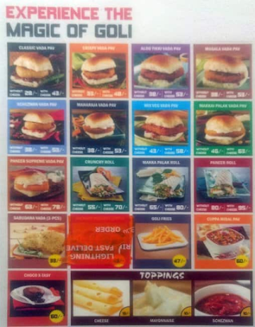 Goli Vada Pav No. 1 menu 