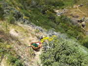 Paramedics on Monday attended to three injuries after a truck crashed down an embankment.