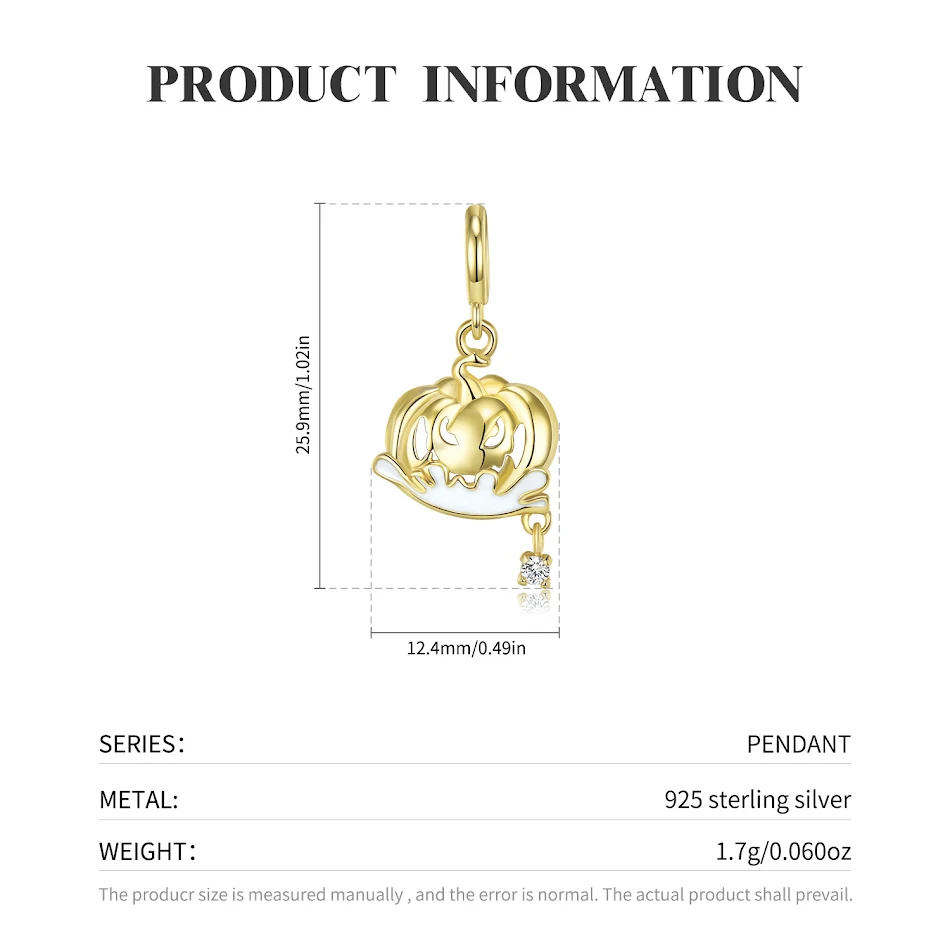 S925 Sterling Silver Gilded Necklace Devil Pumpkin Pendant, a unique and stylish accessory to enhance your overall look 