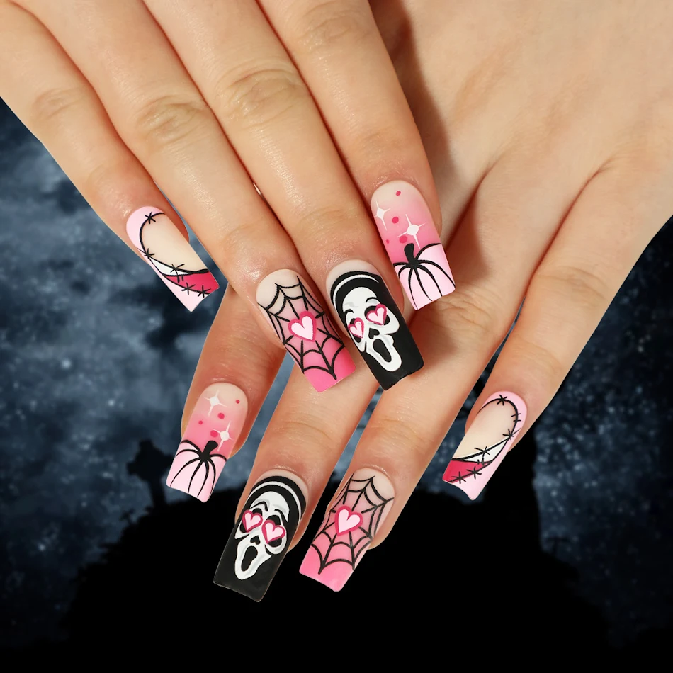 Halloween Wear Unhas 3D Estéreo Adesivas Peças para Decoração de Unhas Aplicação Fácil Efeito Festivo Manicure Duradoura
