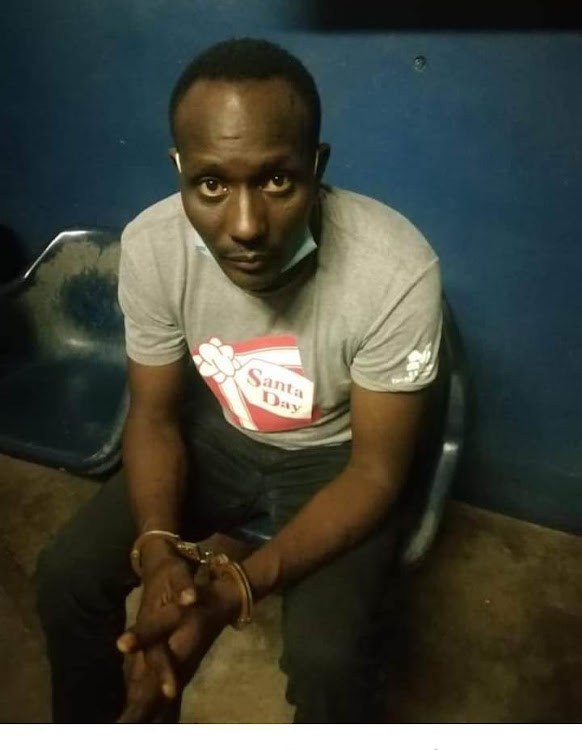 Emmanuel Rotich when he was arrested in Mombasa before being taken to Iten over alleged links to the murder of athlete Agnes Tirop