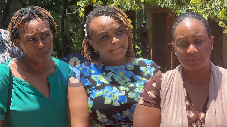 Family members of the late NTV journalist Rita Tinina at Umash Funeral Home, Nairobi where an autopsy was conducted on March 19, 2024