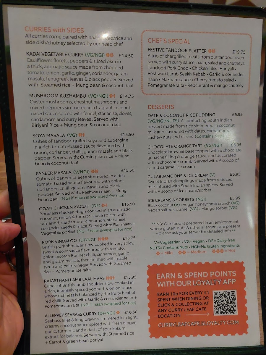 Curry Leaf Cafe – Brighton Lanes gluten-free menu