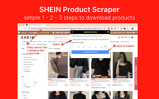SHEIN Extractor - Export SHEIN Products to CSV/Excel/JSON Preview 3