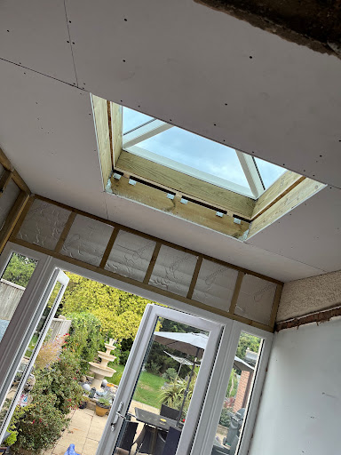 Plasterboard ceiling and skylight 