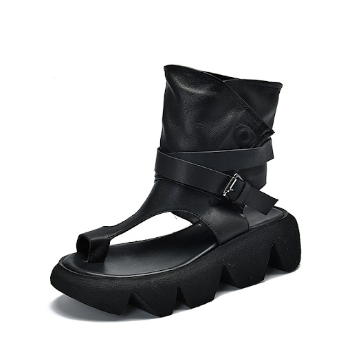 Title 3, Roman Shoes Toe Platform Sandals With Belt Buck...