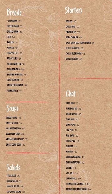 Veggys Kitchen menu 