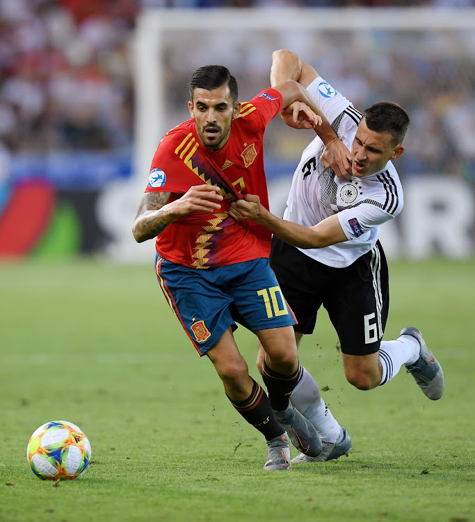 Spain's Dani Ceballos in action with Germany's Maximilian Eggestein