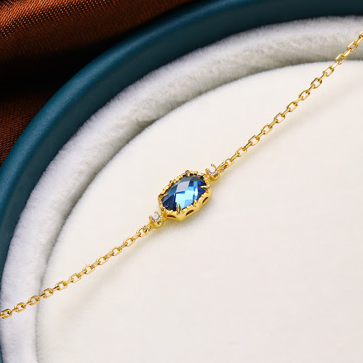Title 5, Retro Style Mysterious Sapphire Blue Zircon Bra...