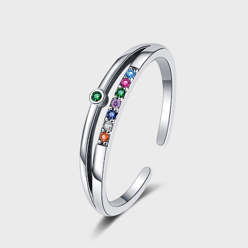 Title 1, S925 Sterling Silver Retro Set Rainbow Zircon D...