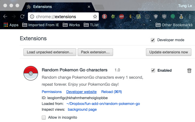 Pokemon Go Random Characters chrome extension