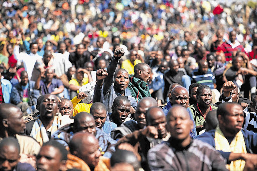 Empty promises have cost the ANC and trade unions the trust of many of their constituents, some of whom, such as the Marikana strikers, have turned their frustration into violence Picture: ALON SKUY