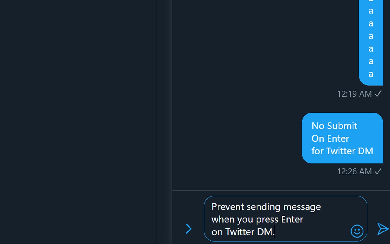 No Submit On Enter for Twitter DM Preview image 1