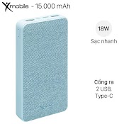 Pin Sạc Dự Phòng Polymer 15.000Mah Type C Pd Qc3.0 Xmobile Powerbox P72D Xanh