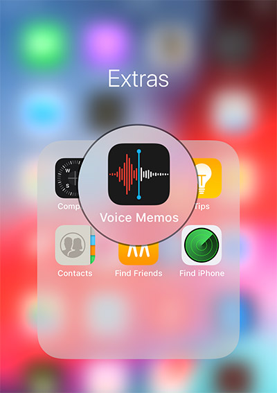   Launch the application Voice Memos on iPhone 