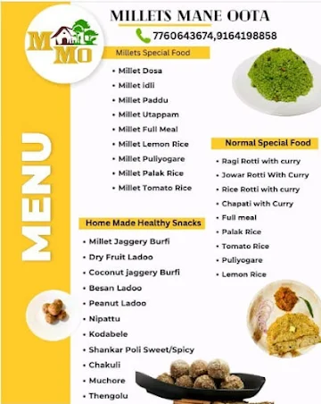 Millet's Mane Oota menu 