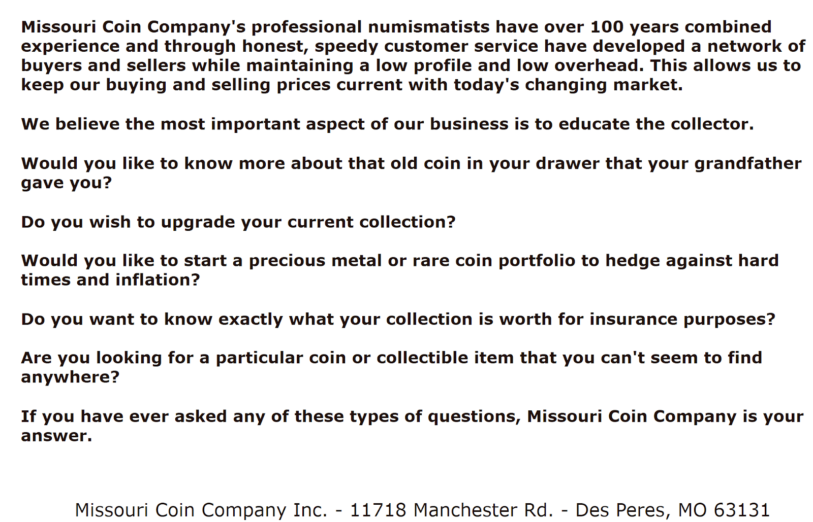 Missouri Coin Company offers IRA