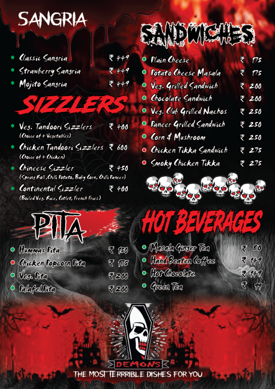 Demons Cafe & Lounge menu 