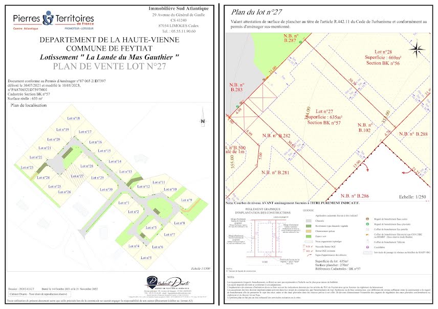 Vente terrain  635 m² à Feytiat (87220), 81 200 €