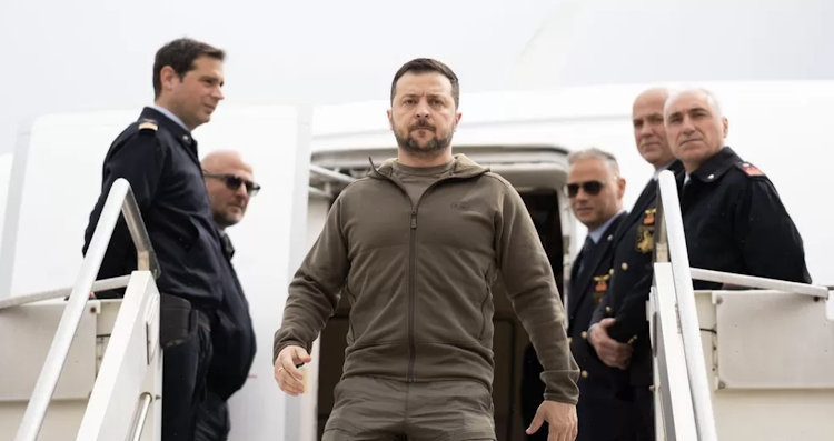 President Zelensky arrived in Rome on Saturday morning amid a huge security operation