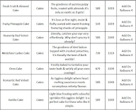 IGP Cakes menu 1