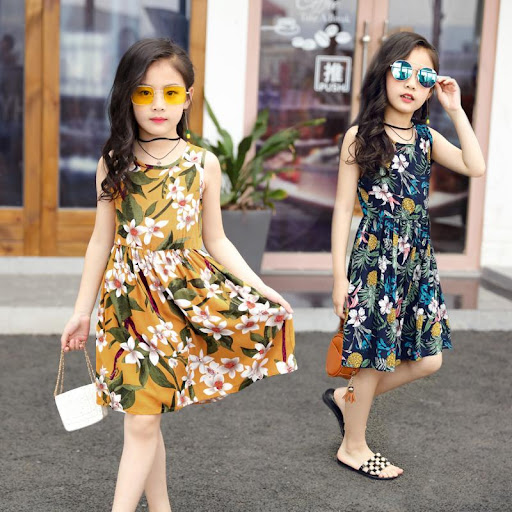 Title 12, Girls Rayon Breathable Print Beach Dress. Ligh...