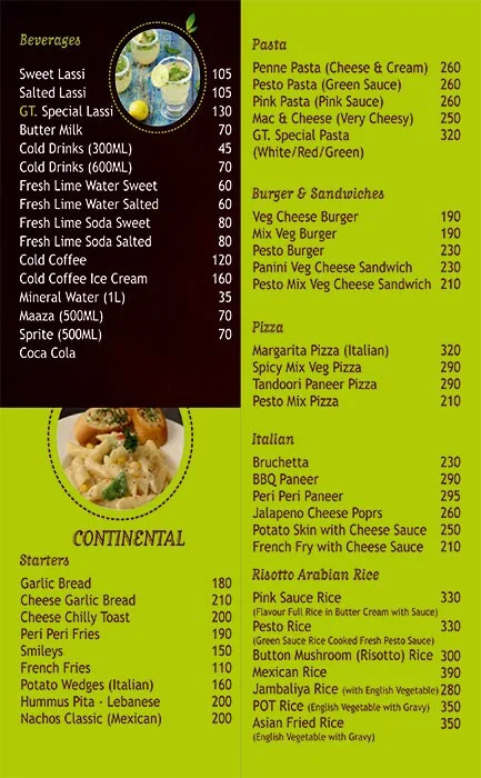 Green Tadka menu 