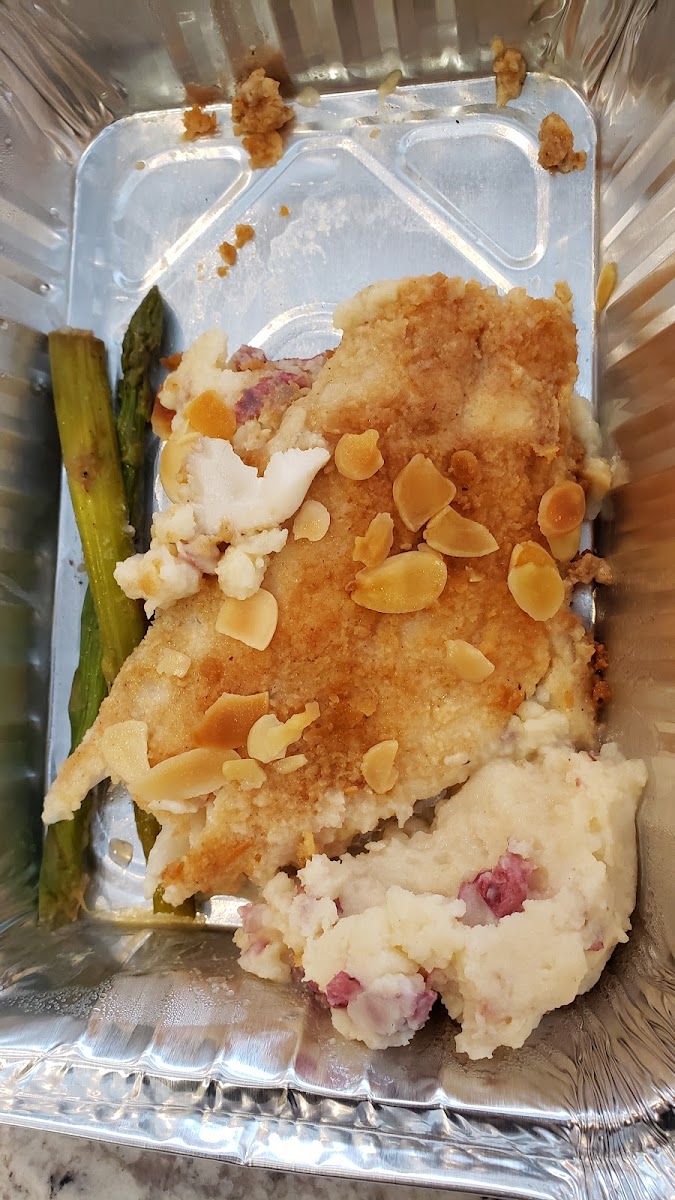 The "Crispy Skin" on their "Gluten Free" fish, that was NOT Gluten Free