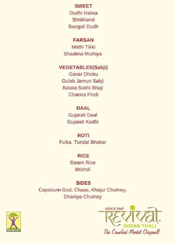 Revival Indian Thali menu 