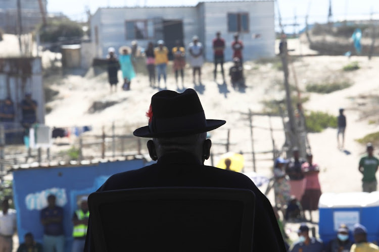 Police minister Bheki Cele listens to the plight of residents in Endlovini informal settlement in Khayelitsha. File photo.