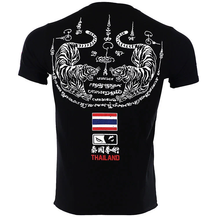 T-shirt Thai Boxing Thailandia Manica Corta Tigre Fitness Stretch Abbigliamento Allenamento. Perfetta per l'allenamento, offre massima libertà di movimento.