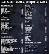 Rampyari Chaiwala Netaji Bhajiawala menu 1