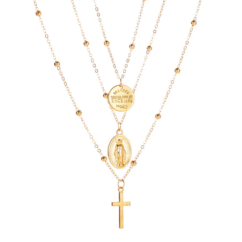 Multi-layer cross necklace
