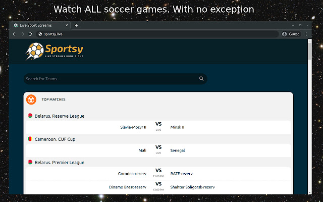 Sportsy - Sport Live Streams chrome extension