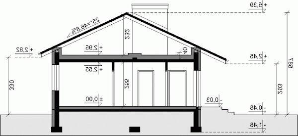 Przekrój projektu domu Dom przy Przyjemnej