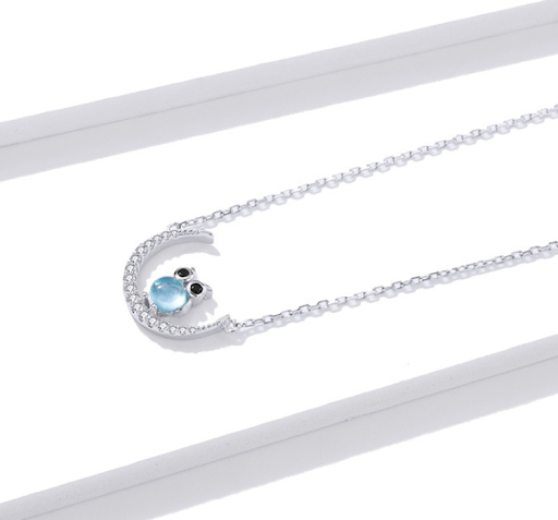 Title 5, Colar Coruja Lunar de Vidro Azul Joia Feminina ...